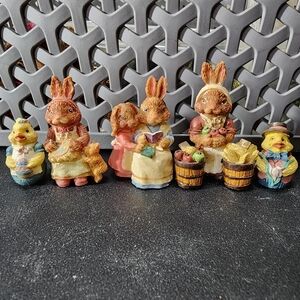Tim Wolfe Country Bunnies Chicks Miniature Figurines Lot Resin Easter